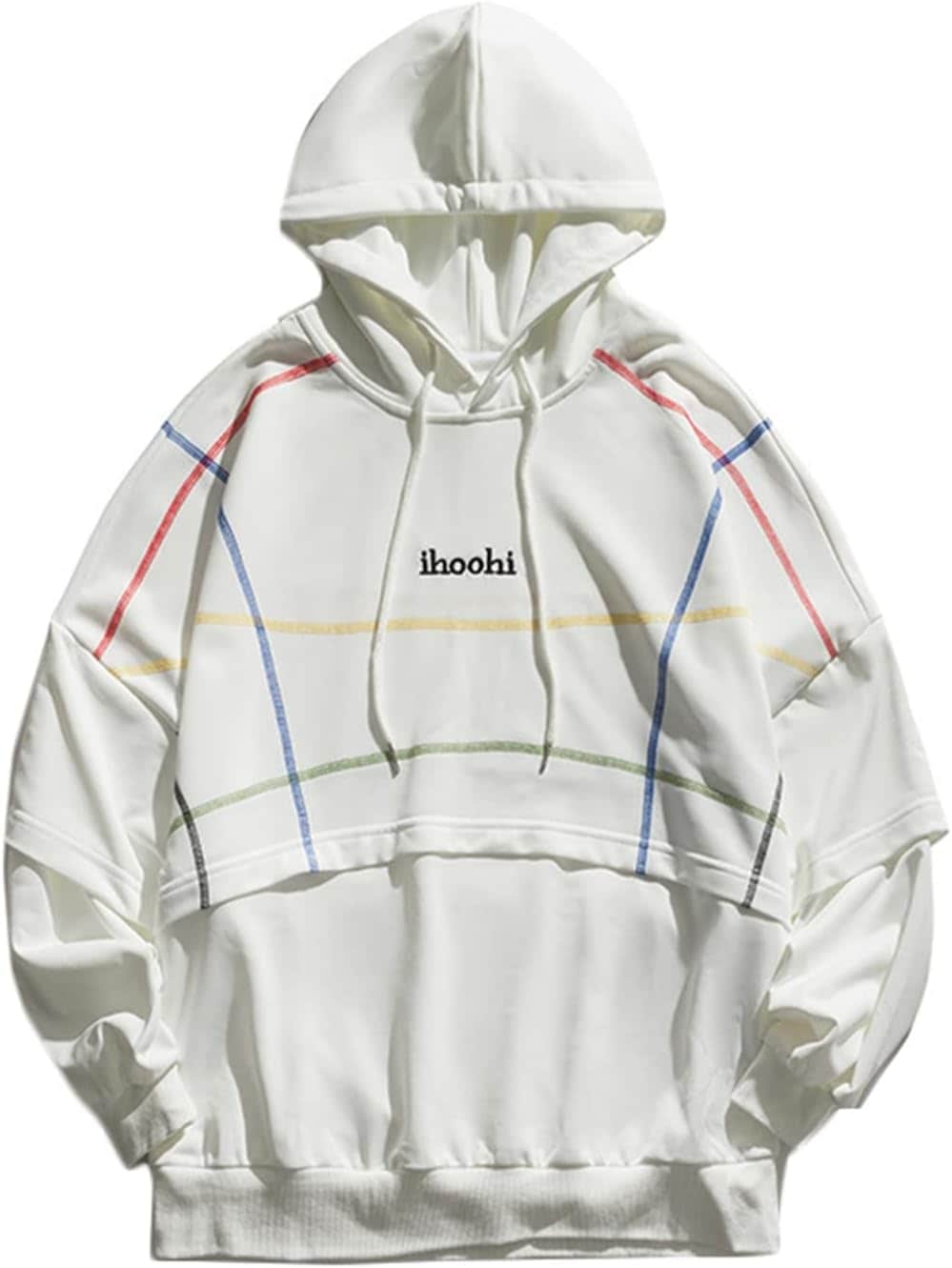 メンズ 長袖 パーカー 春秋 プルオーバー ビッグシルエット ファッション 通気 ストレッチ ラウンドネック フード付き ストライプ柄 体型パカー 秋服 トレーナー 快適 柔らかい カジュアル シンプ