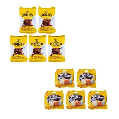ノーブランドオートチョコチップクッキー208g×5個+エッグクリームクッキー300g×5個学校事務所