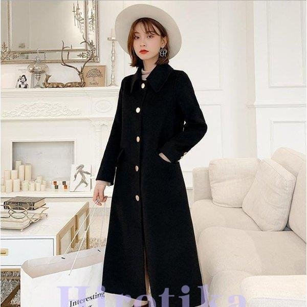 チェスターコート レディース ロング丈 秋冬アウター 無地 ラシャコート レディース ジャケット 通