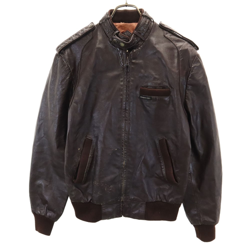 メンバーズオンリー 80s ヴィンテージ レザー シングルライダースジャケット 38 ブラウン MEMBERS ONLY メンズ