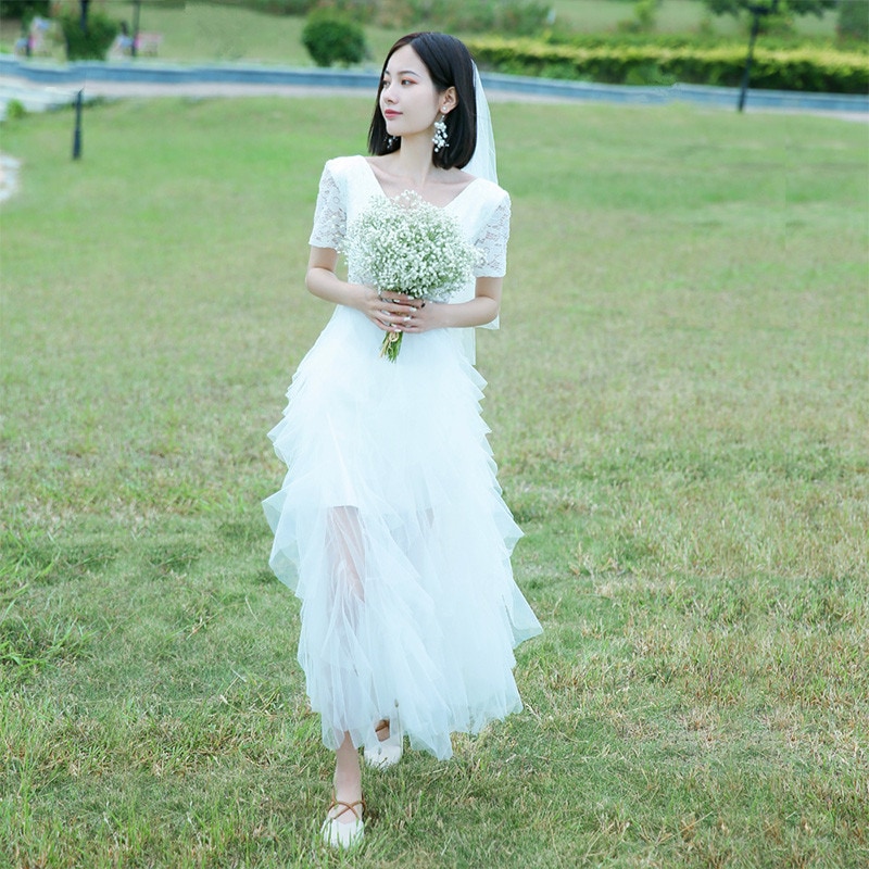 ウエディングドレス aライン 二次会 結婚式 花嫁 ブライダル 大きいサイズ フォーマル 演奏会 披露宴 ロング ウエディングドレス Vネック 発表会 コンサート 前撮り パーティードレス 海外挙式