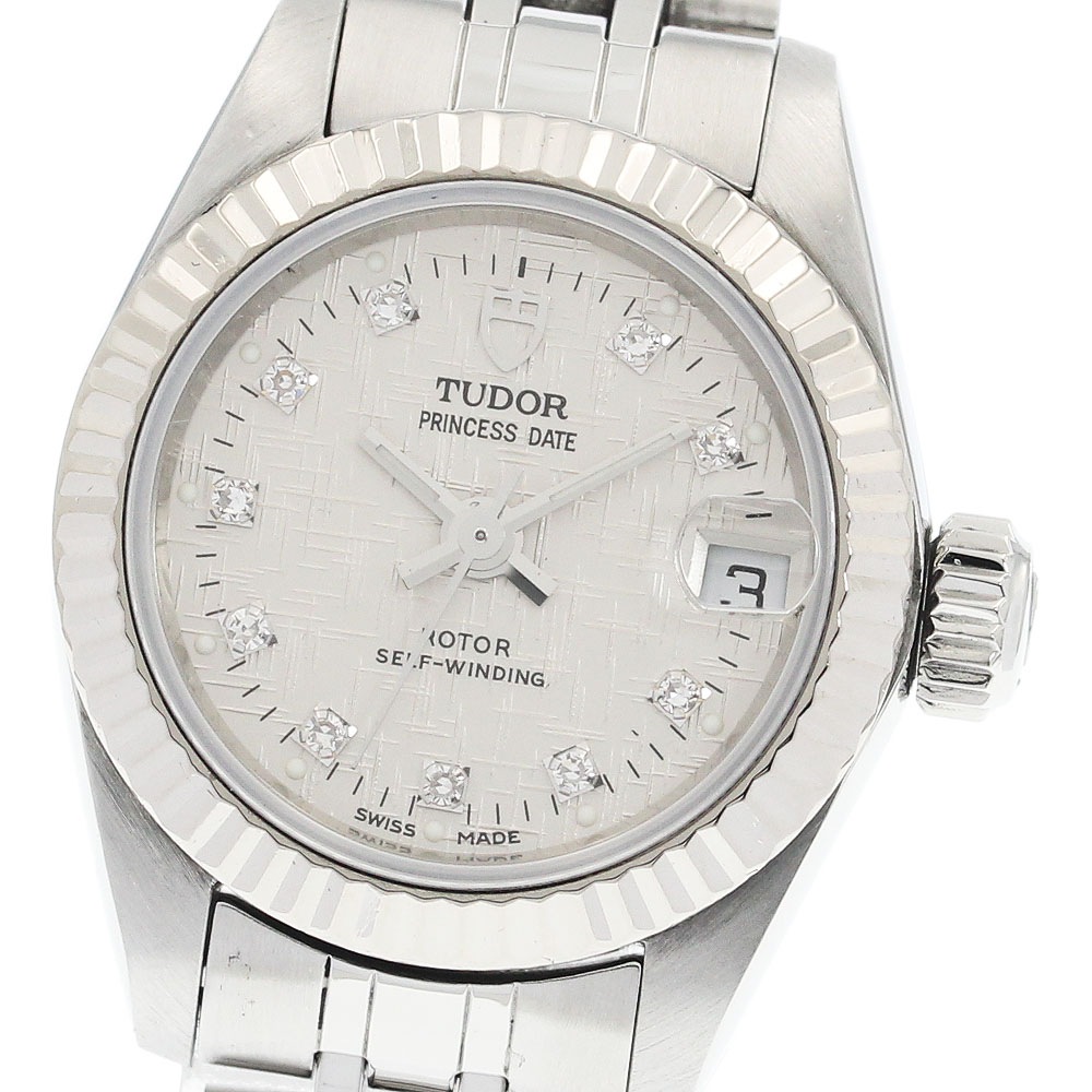 チュードル TUDOR 92514 プリンセスデイト 10Pダイヤ 自動巻き レディース 保証書付き_940374【中古】