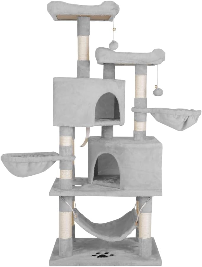 MAA キャットタワー おしゃれ 据え置き 多頭飼い ハンモック付き キャットハウス 爪とぎ おもちゃ 転倒防止 ペット 木製 SGS FSC認証 猫 ねこ タワー 麻紐 猫用品 ペット用品 頑丈