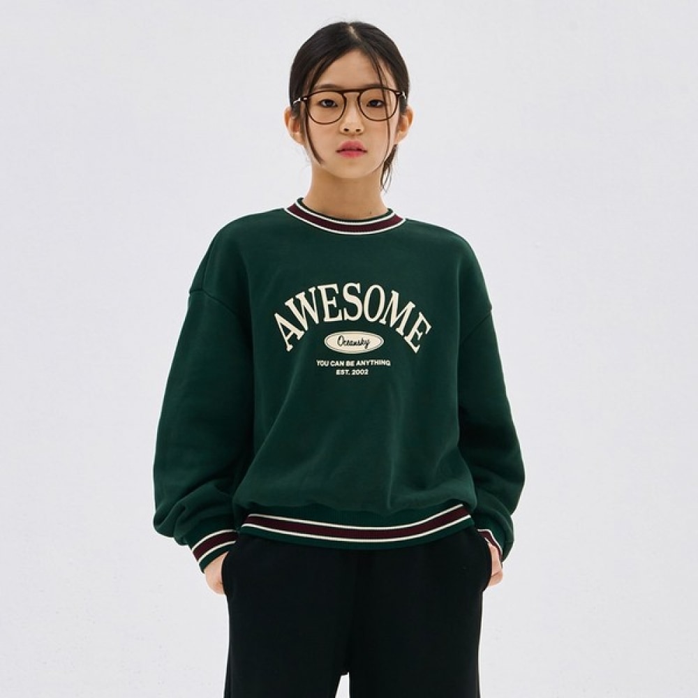 オーシャンスカイ 女児リブポイント裏起毛トレーナー-DFJG5172D0C