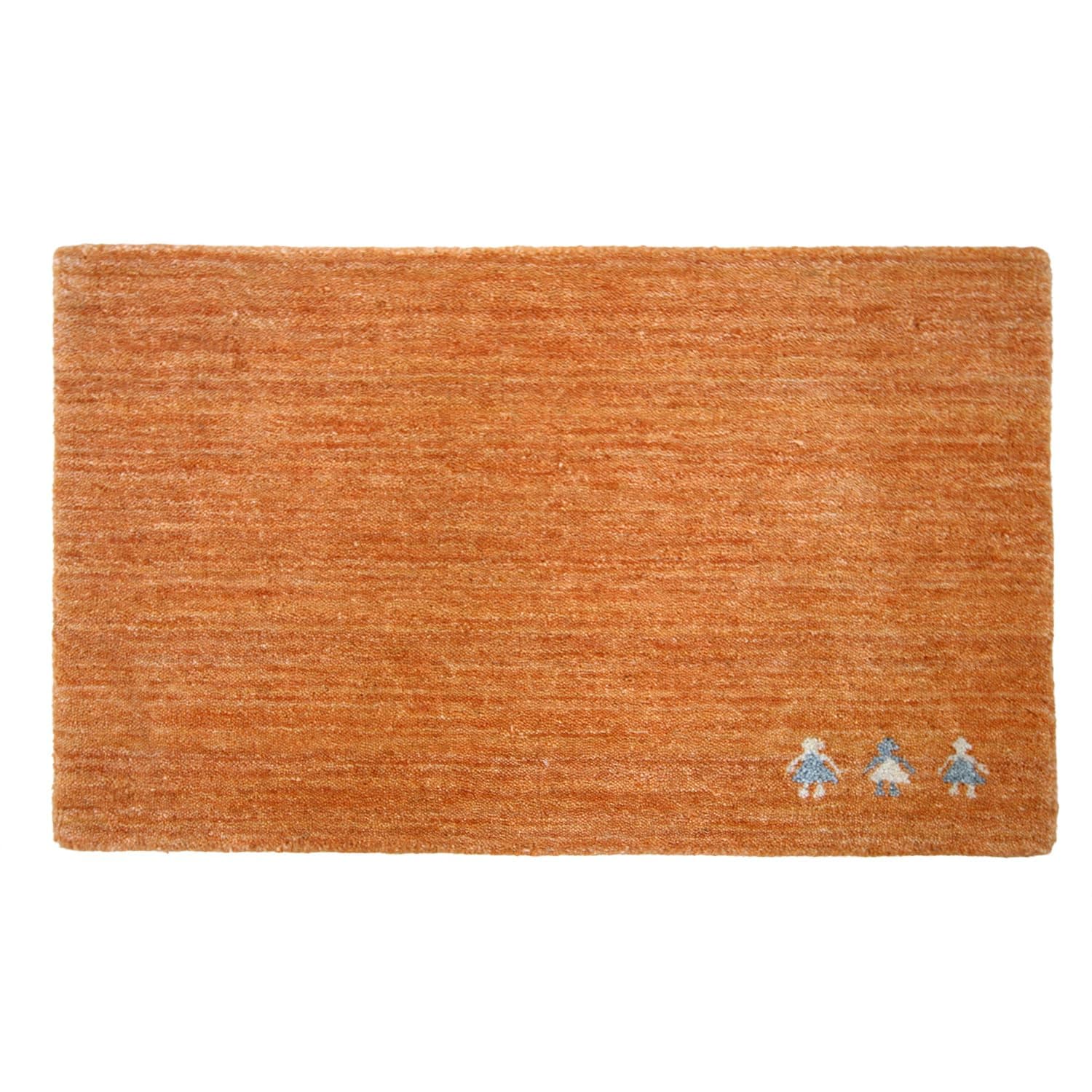 ギャベ ギャッベ 玄関マット 70×45cm 長方形 おしゃれ ウール100％ インド (オレンジ)