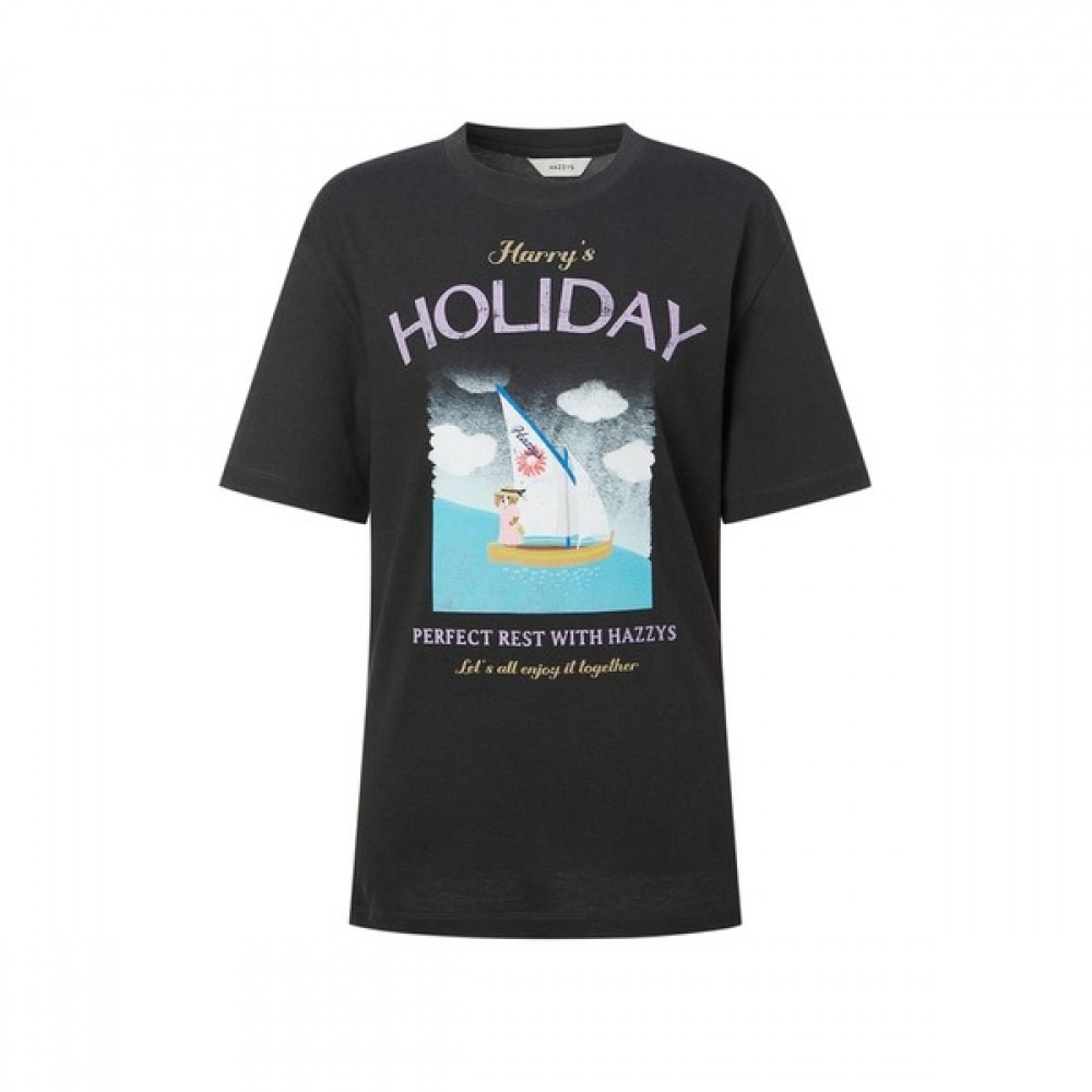 [ヘッジズレディース] 25SS ボクシーフィット半袖グラフィック T シャツチャコールグレー HSTS5BS15CG