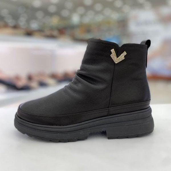 女性プリーツチャンキーヒールアンクルブーツ PFEWSB878BR HSPD4A GN