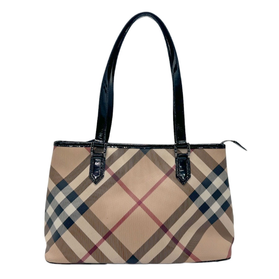 バーバリー BURBERRY ショルダーバッグ ノバチェック PVC/パテントレザー ベージュ/マルチカラー レディース z3037