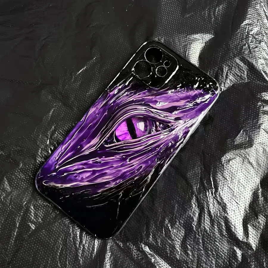 個性的な手作り携帯ケース-3 Dゴシック復号-紫の怪物眼球-iPhone サムスンなどにカスタマイズされている30%制限