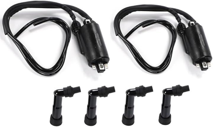 互換品バイク 用 イグニッションコイル カワサキ ゼファー400 バリオス ZXR400 250 ZZR400 KZ900 Z1100GP ホンダ 等 (2個SET プラグキャップ付き)