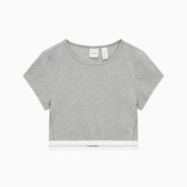 女性コットンストレッチリップリブ付きクロップTシャツ QS7349 -P7A