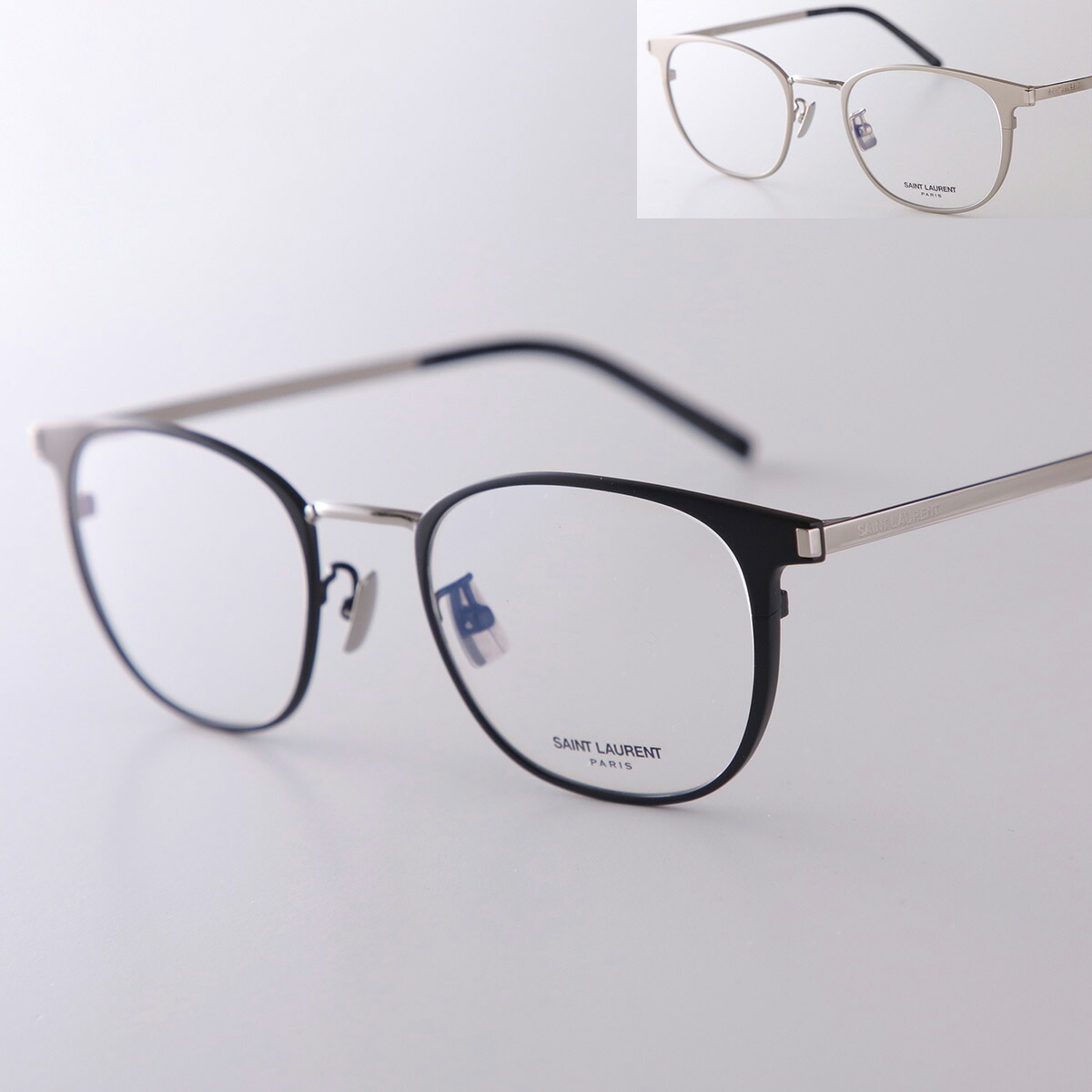 SAINT LAURENT サンローラン メガネ SL 584 メンズ ウェリントン型 メタルフレーム 細フレーム クリングスタイプ ロゴ アイウェア カラー2色