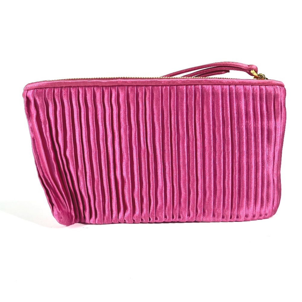 クラッチバッグ ロゴ カバン ストラップ付 ポーチ レーヨン ピンク