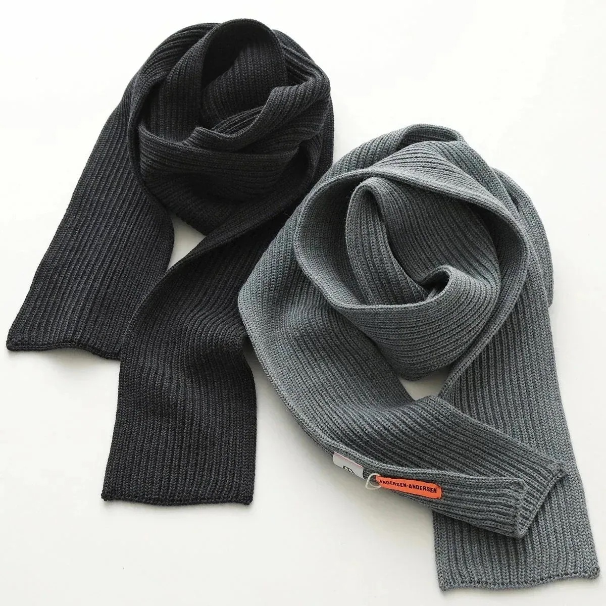 ANDERSEN-ANDERSEN アンデルセンアンデルセン マフラー SCARF メンズ ピュアニューウール ストール リブ カラー2色