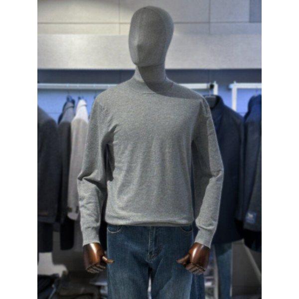 グレー ベーシックフィット ハーフタートルネック メンズ ニット セーター