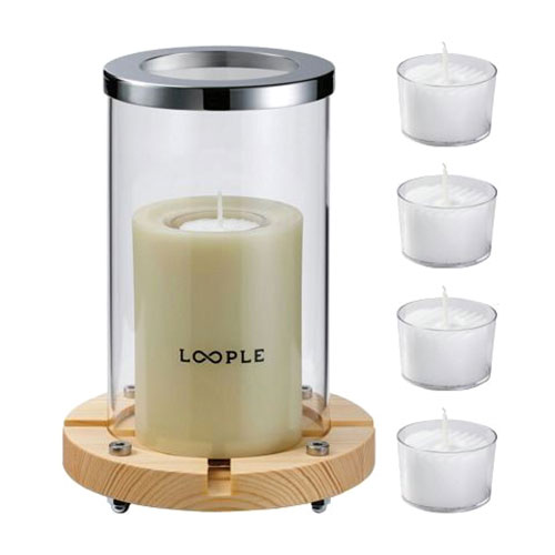 LOOPLE キャンドルシリンダー ウッド ピスタチオ 極上のチルキャンプ