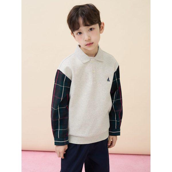 [BEANPOLE KIDS] ヘリットチェックポイントカラーネックTシャツ ベージュ(BI6141U08A)