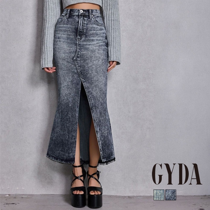 ハイウエストHEM LACEマーメイドデニムスカート 072612514401 レディース ハイウエスト ロングスカート S M アイスブルー インディゴ レース デニムスカート