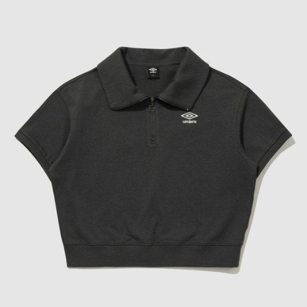 半袖Tシャツ NQK UQ222CFS41-DCH ウーマンズ 半袖カラー スウェットシャツ / ダークチャコール