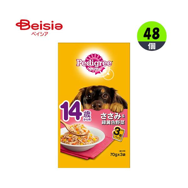 ドッグフード マースジャパンリミテッド ペディグリー14歳から用ささみ＆緑黄色野菜70g×3袋×48 シニア まとめ買い ペット