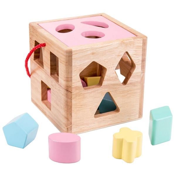 ベビーブロック形状選別機のおもちゃ-子供ブロック含む12形状色認識形のおもちゃカラフルな選別機キューブボックス-ベビーおもちゃ-おもちゃギフ