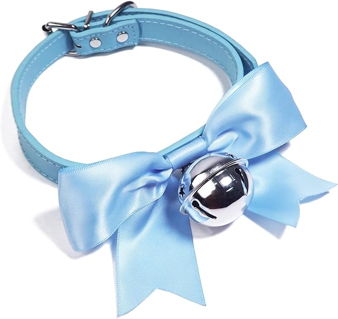 [Sky]ハンドメイド コスプレ チョーカー ロリータ キティ ベルカラー リボン付き レディース レザー チョーカー ネックレス