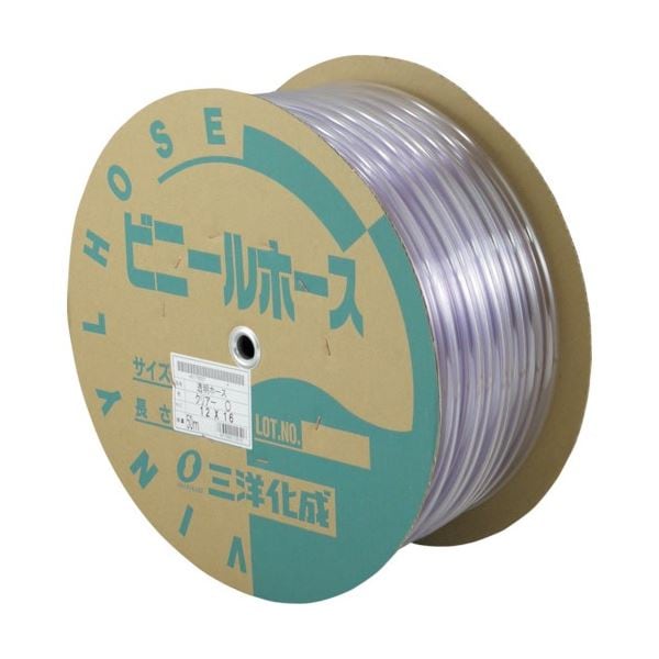 透明ホース 12x16 50m ドラム巻 TM-1216D50T 1巻