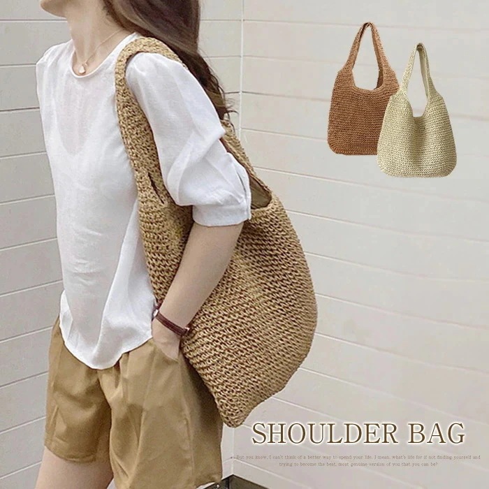 【20点セット】かごバッグ レディース A4 大容量 軽い トートバッグ 肩掛け 草編みバッグ 手提げ バスケットバッグ バッグ かばん 夏バッグ かご ワンハンドル 夏素材 籐 籠 かごトート ファ