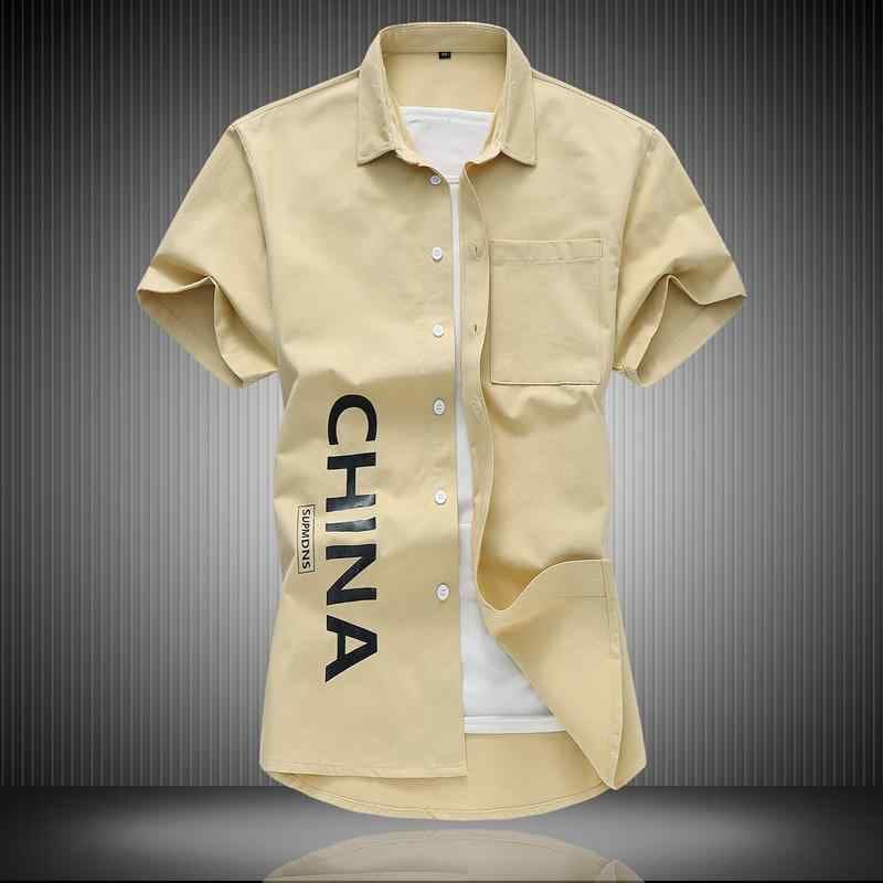 半袖 シャツ トップス 夏 メンズ 大きめ プラスサイズ 通気性 快適 シンプル 中国 薄手 スリムフィット カジュアル