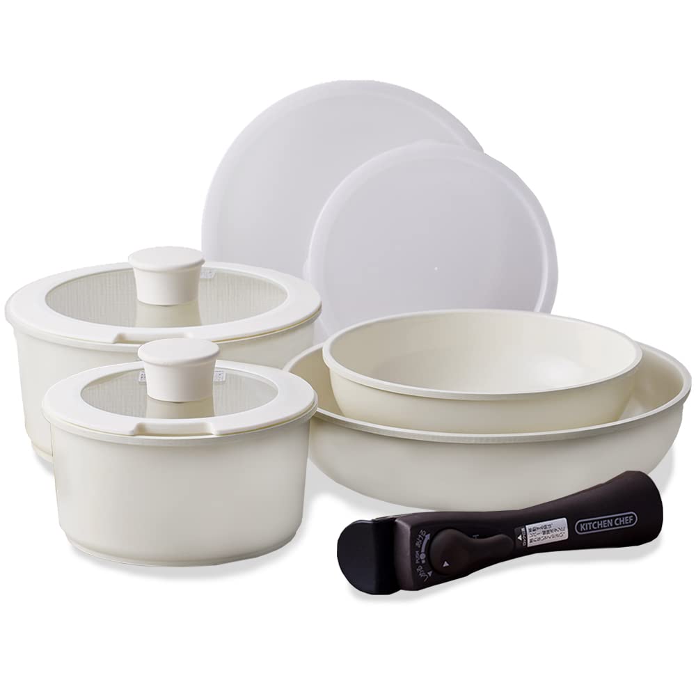 アイリスオーヤマ セラミックカラーパン 取っ手の取れるフライパン 9点セット サッと火が通る熱伝導性フライパンセット 時短でふっくらジューシーな焼き上がり するんっが続く快適な使い心地 調理後はそのま