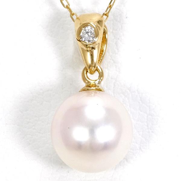 K18 18金 YG イエローゴールド ネックレス パール ダイヤ 約40cm ジュエリー 中古