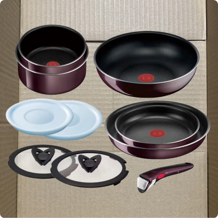 T-fal 取っ手のとれる鍋・フライパンセット インジニオ・ネオ ヴィンテージボルドー・インテンス セット10 L43992 ガス火専用