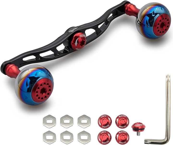 リール ハンドル シマノ ダイワ アブガルシア 通用 ベイトリール Aurora Series 815( レッド＆ブラック, 120mm)