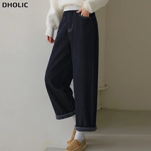 ファー裏地ケーブルステッチワイドデニムパンツ・1947793