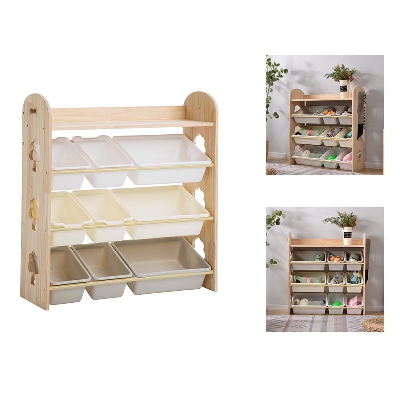 【国内即日発送】 おもちゃ収納4段ラック 子ども用家具　天然木 引き出し 玩具箱 ラック ボックス 大容量 収納ボックス キッズ収納 子供用 子供部屋 おもちゃ箱