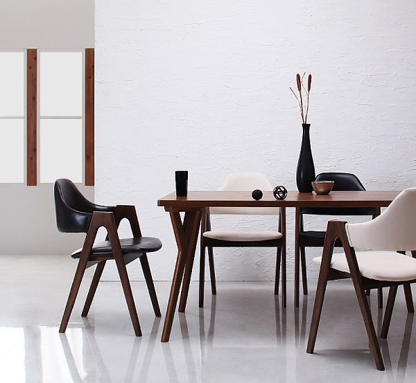 [組立設置付]北欧ダイニング [ヴィヨン] 4点セット テーブルW140＋チェアx2＋ベンチ チェア ホワイトx ベンチ ブラック