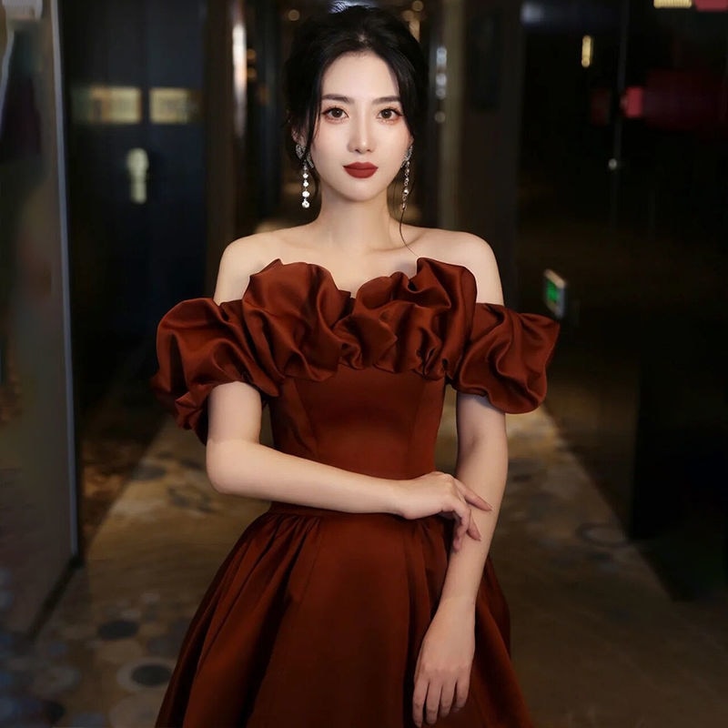 乾杯着用花嫁2024宴会気質ドレススカート婚約結婚式ロングスタイル着用可能