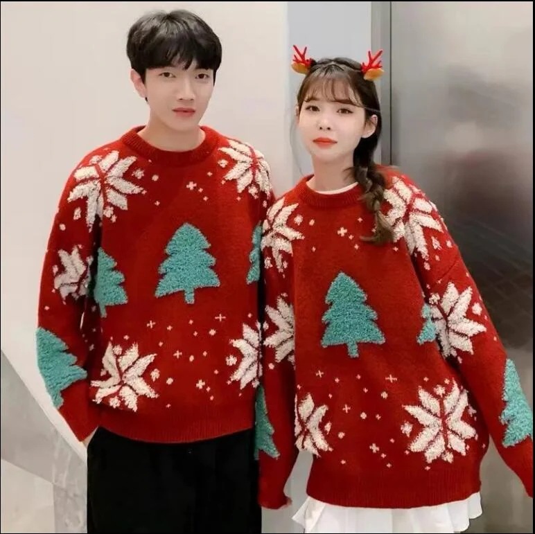 クリスマスセーターを女性の外に着る韓国版のファッション厚手の上着