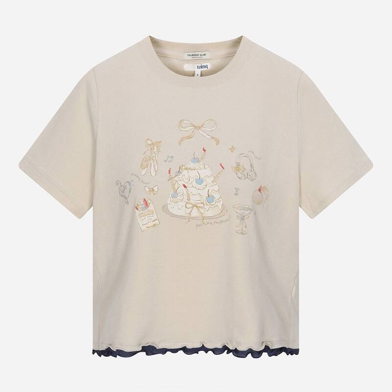 [レディース]裾に配色が入ったレイヤードTシャツ(T264MTS932W)