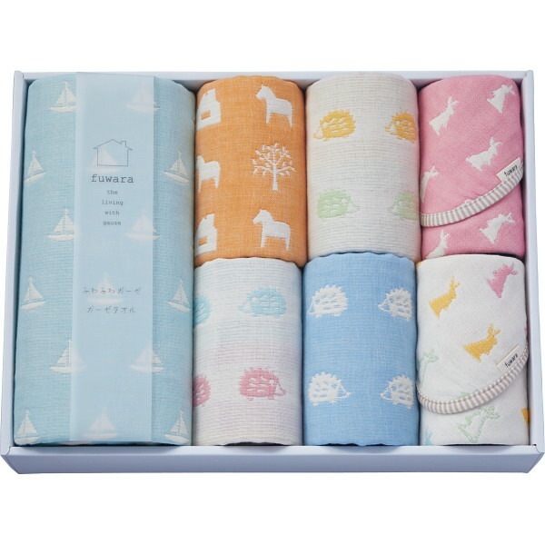 （ギフト）ふわら 四重織バス/フェイスタオル/六重織タオルハンカチセット