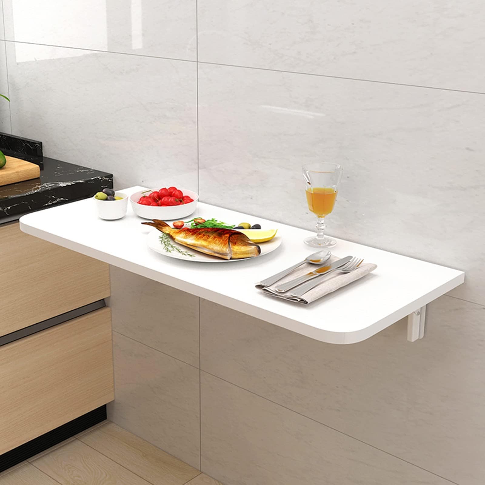 省スペースの壁掛け折りたたみテーブル - ホームオフィスキッチンダイニングルームランドリーバーに最適なコンパクトな木製デスク - 狭いスペースに最適で多用途に使用できます