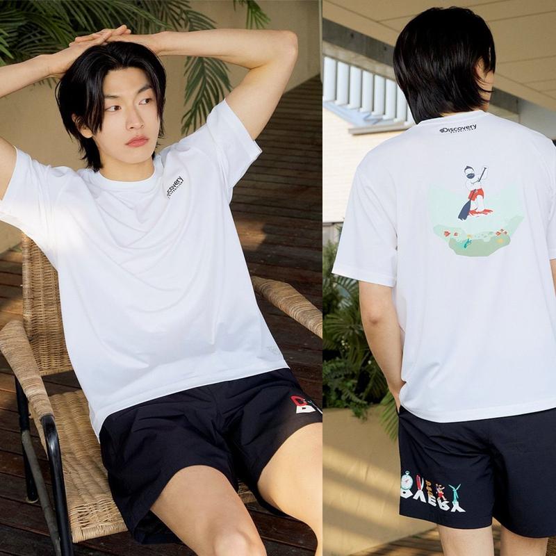 [24S/S] DXSW75043 男女共用メインクルー バックグラフィック ウォーター半袖Tシャツ ウォーターTシャツ ラッシュガード