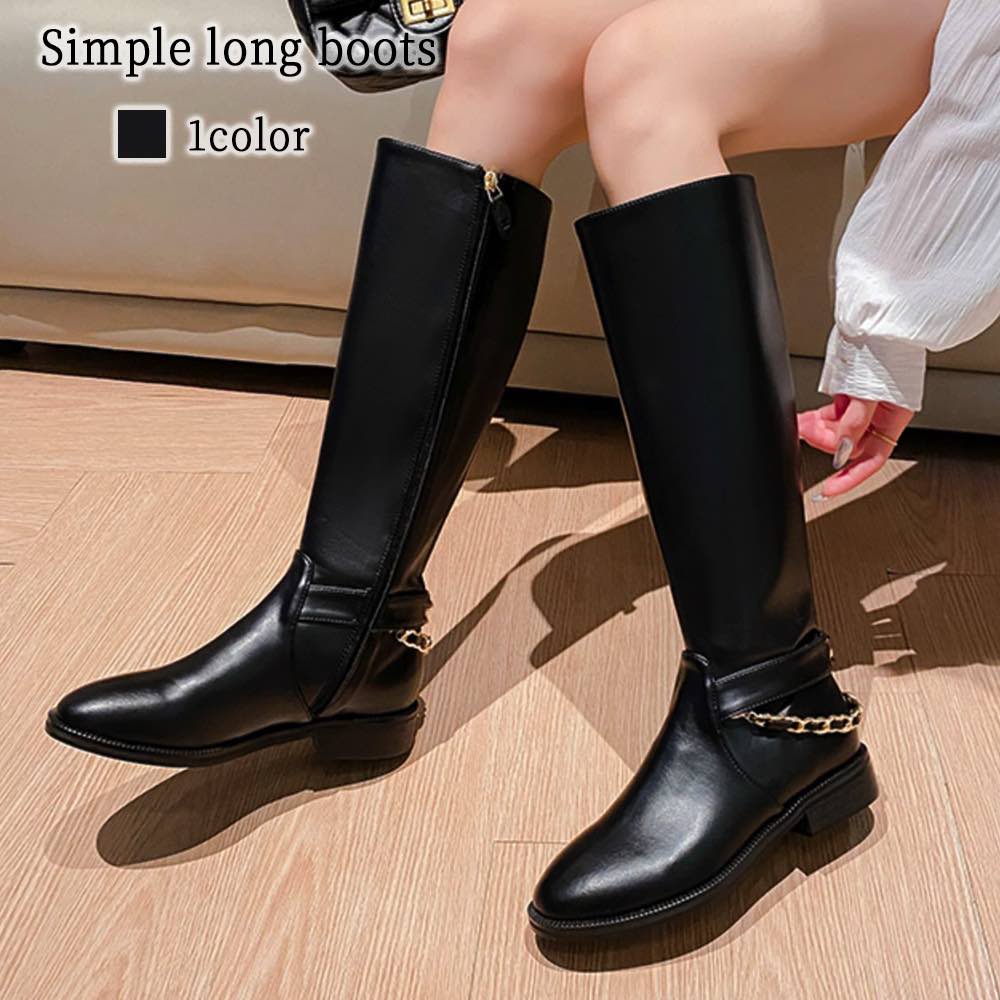 ロングブーツ レディース シンプルロングブーツ ストレッチ 疲れない 大きいサイズ レース ミドルブーツ ムートンブーツ 本革 防寒 ぺたんこ ローヒール 秋 防水 冬 ワイド 編み上げ スエード 黒