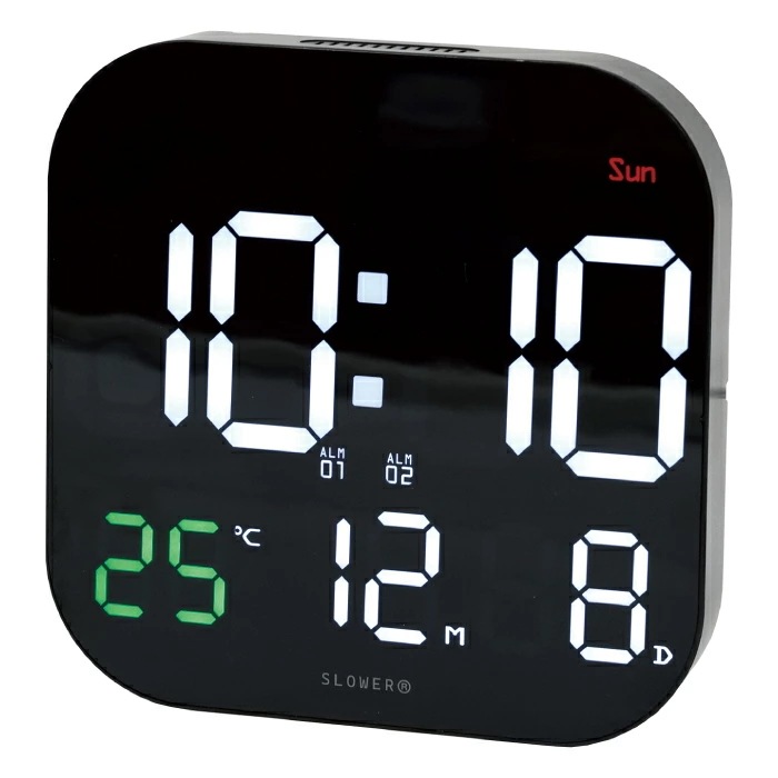 置き時計 掛け時計 置掛兼用 デジタル時計 LED サーモアラート クロック ティエラ 壁掛け時計 温度計 カレンダー スヌーズ 目覚まし アラーム おしゃれ 大画面 USB タイマー 熱中症対策