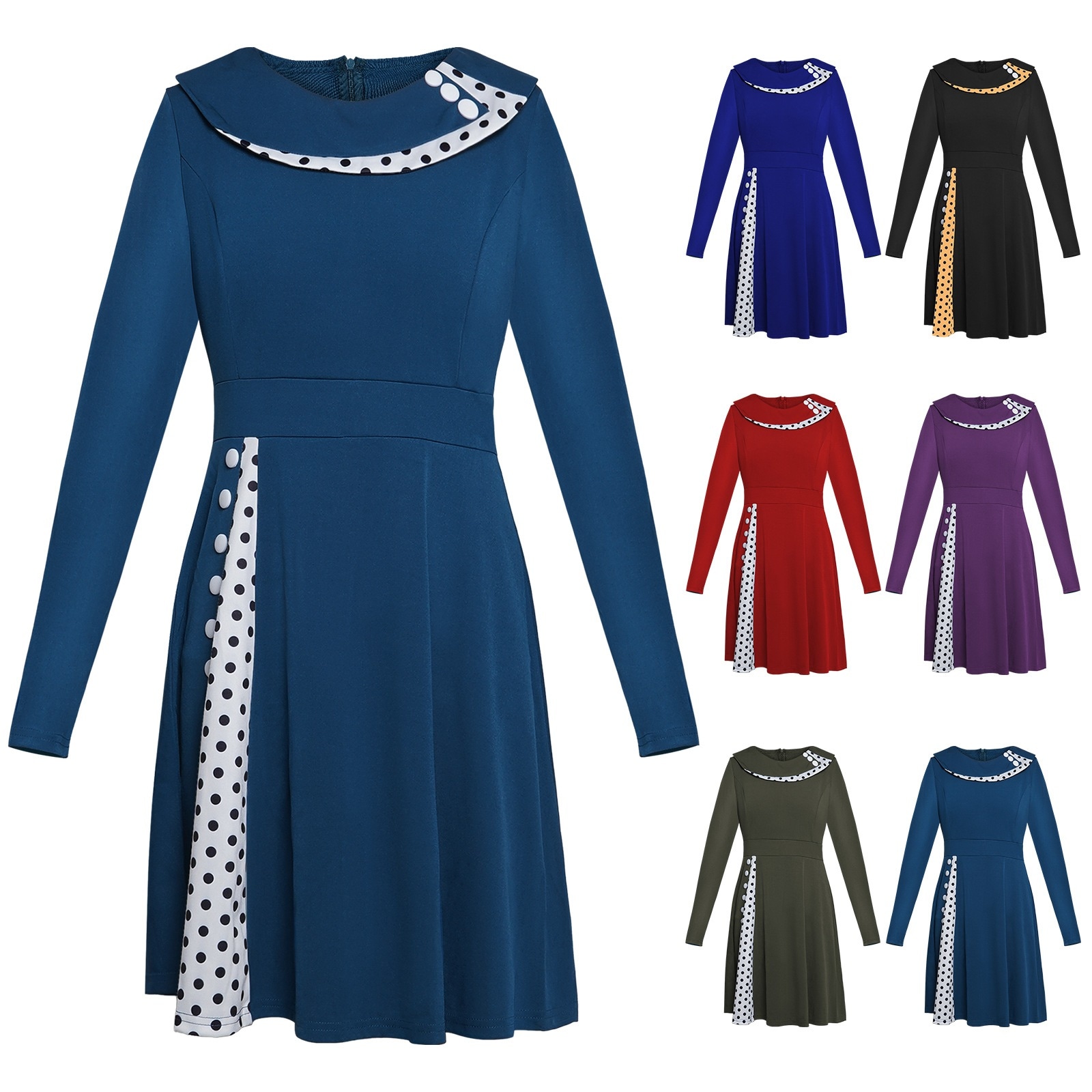 レトロな丸い点は腰を収めて大きくスカートを並べます