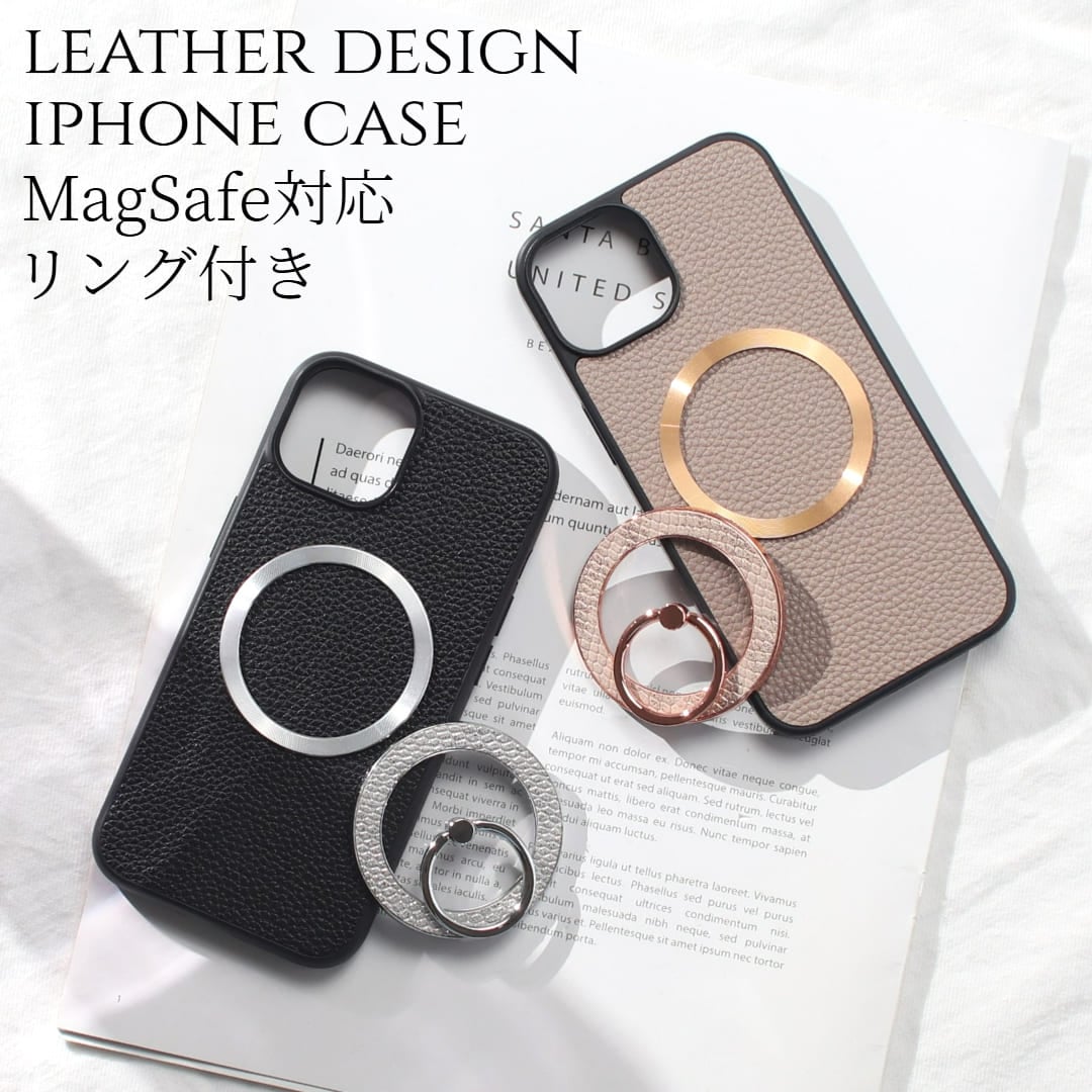 iphone14 ケース リング付き magsafe マグセーフ iphone14Pro iphone14ProMAX マグセーフ対応 レザー スマホリング 14pro 14 ヘビ柄 14promax