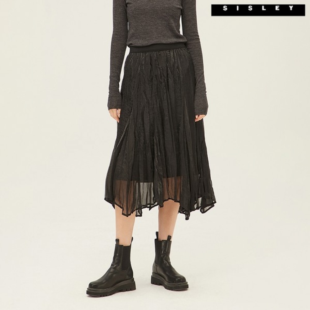 (シスレー) シスレーヴァンヴィエンリンクルスカート SASK11241_BK
