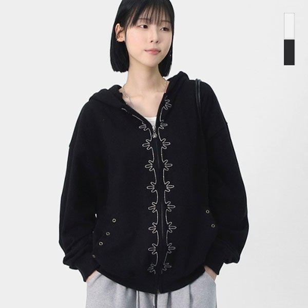 男女共用刺繍ラインフードジップアップ SHX003