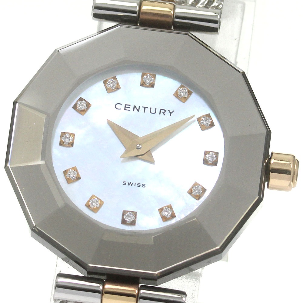 センチュリー CENTURY 606.7.S.12.15.SM プライムタイム 12Pダイヤ クォーツ レディース 美品 内箱・保証書付き_843628【中古】