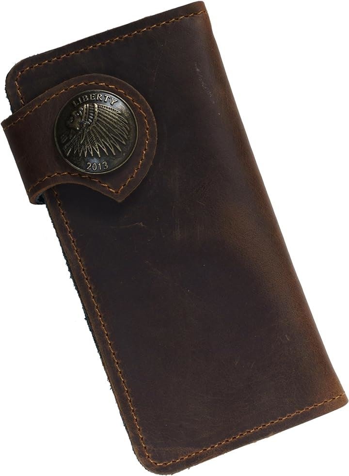 バイカーズウォレット 長財布 ライダースウォレット レザーウォレット 二つ折り メンズ 本革 革財布 牛革( インディアン)